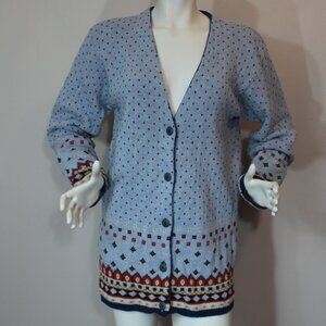 VTG IL Marchese Coccapani long  cardigan button up blue  Made in Italy sz XS/S